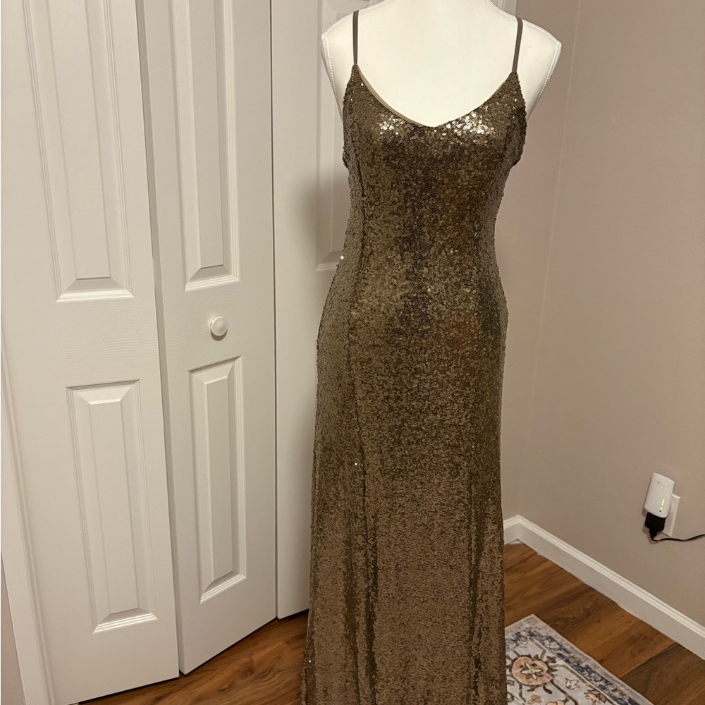 Missguided Gold Sequin Maxi Dress